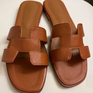 Brown Tan H Sandals Slides sz EU 39